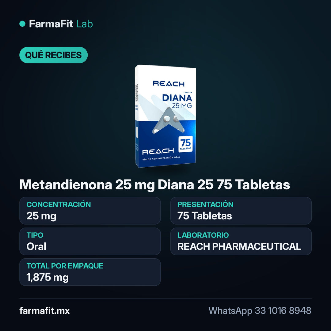 Qué recibes: Metandienona 25 mg Diana 25 75 Tabletas - REACH PHARMACEUTICAL