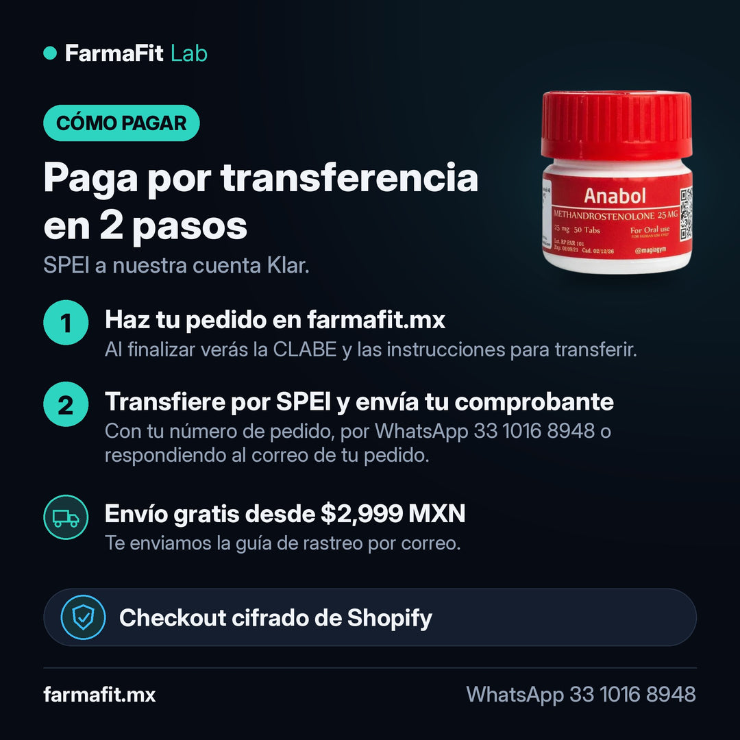 Cómo pagar por transferencia SPEI: Metandrostenolona Dianabol 25mg Anabol 50 Tabs - ROTTERDAM PHARMACEUTICAL – FarmaFit