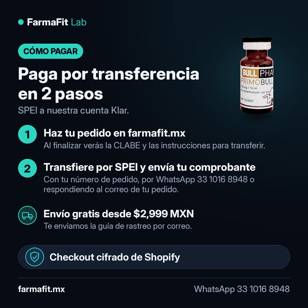 Cómo pagar por transferencia SPEI: Metenolona Enantato 100 mg/ml Primobull Vial 10 ml - BULL PHARMA – FarmaFit