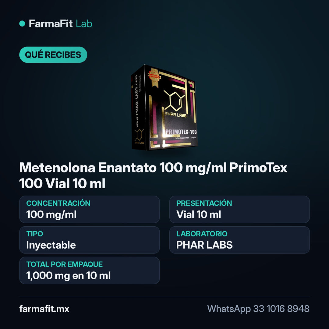 Qué recibes: Metenolona Enantato 100 mg/ml PrimoTex 100 Vial 10 ml - PHAR LABS