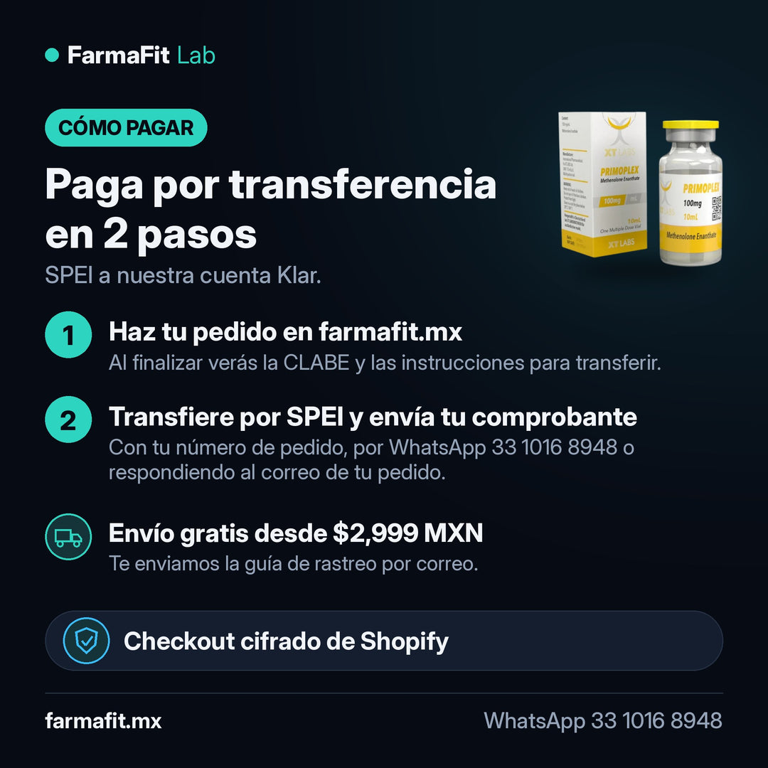 Cómo pagar por transferencia SPEI: Metenolona Enantato 100mg Primoplex - XT LABS 10ml – FarmaFit