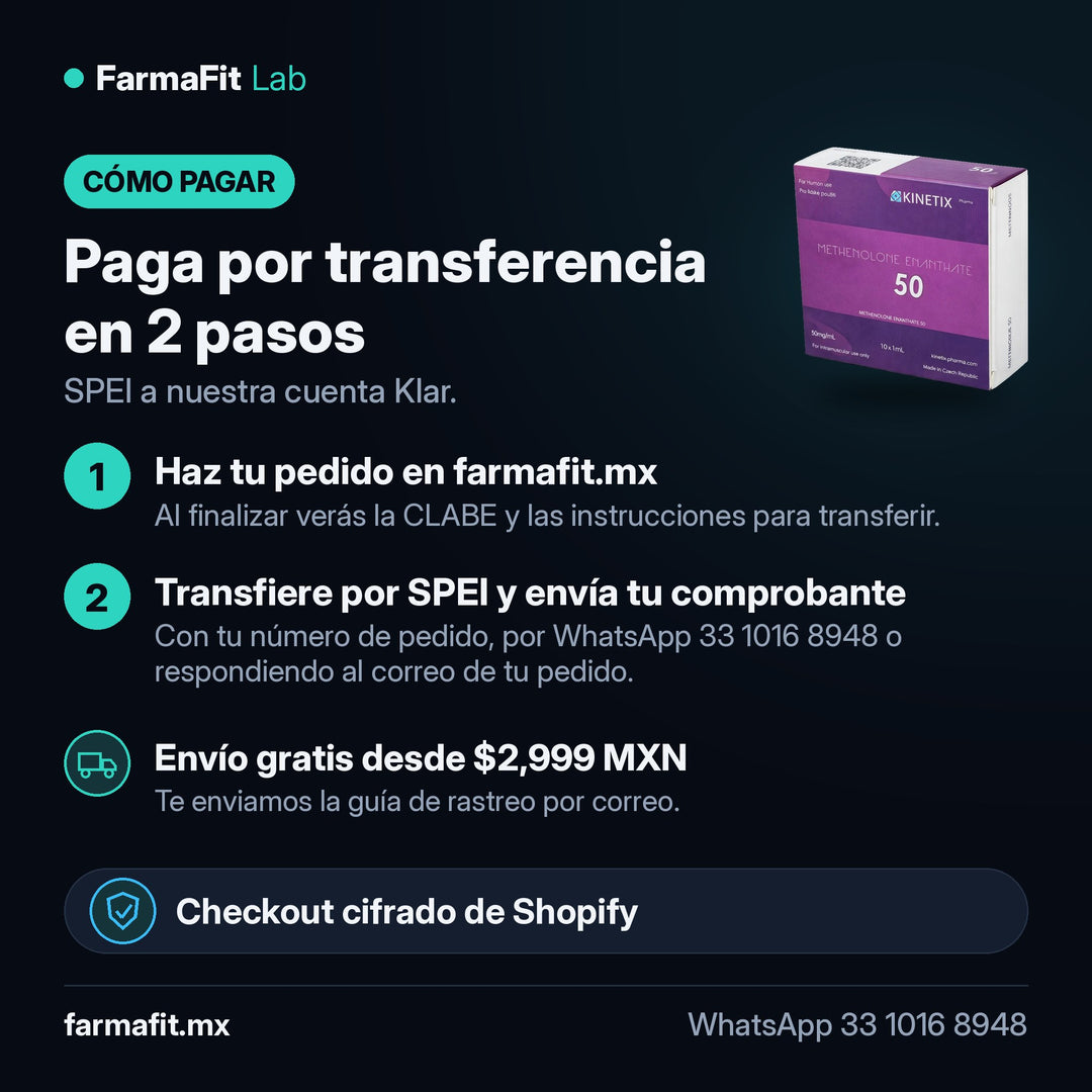 Cómo pagar por transferencia SPEI: Metenolona Enantato 50 mg/ml Primobolan - KINETIX PHARMA – FarmaFit