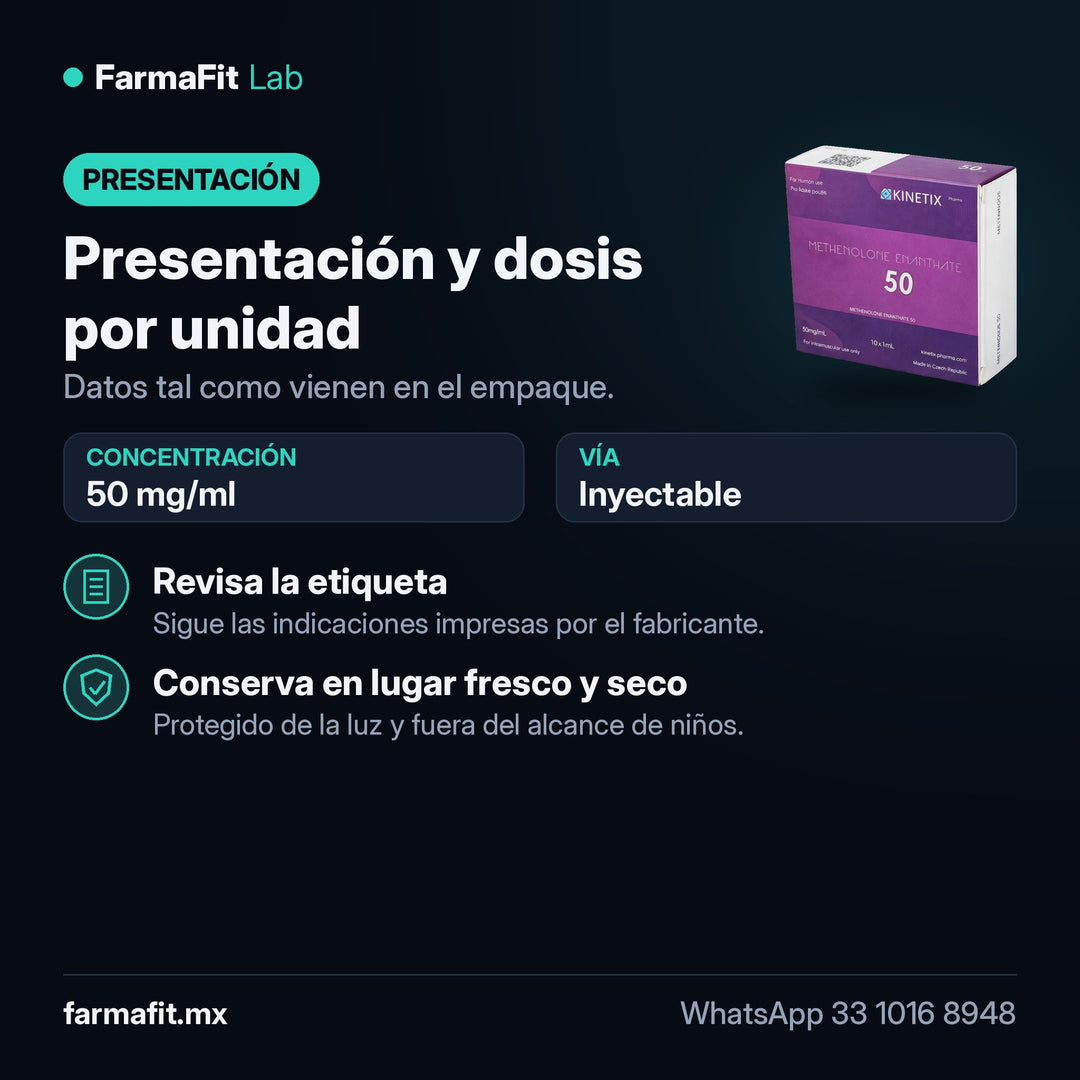Presentación y dosis por unidad: Metenolona Enantato 50 mg/ml Primobolan - KINETIX PHARMA