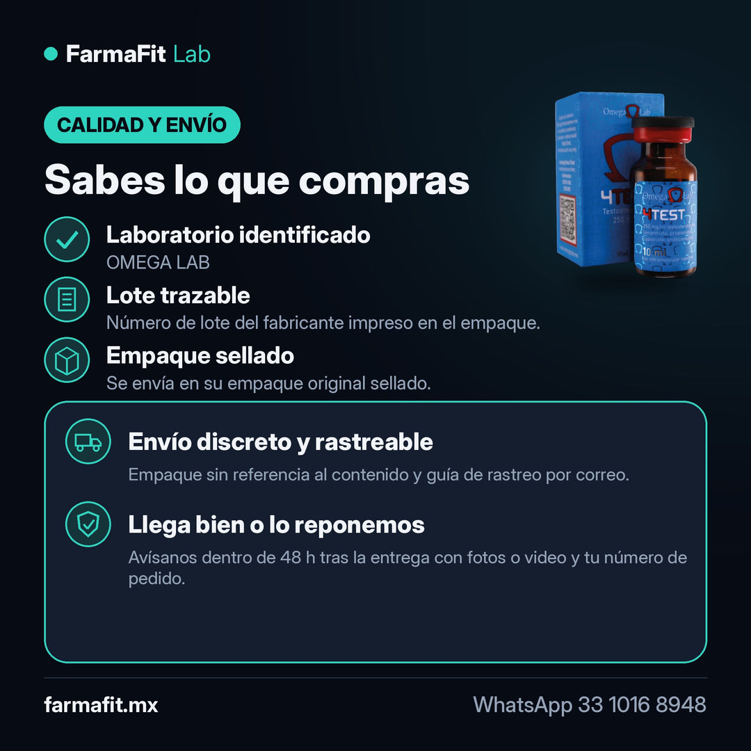 Calidad y envío: Mezcla de 4 ésteres de Testosterona 250 mg/ml 4 Test Vial 10 ml - OMEGA LAB – FarmaFit