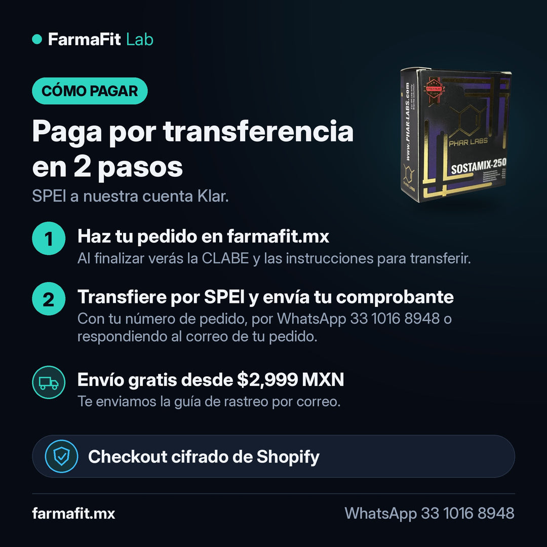 Cómo pagar por transferencia SPEI: Mezcla Testosterona 250mg Sostamix 5 Ésteres - PHAR LABS PREMIUM – FarmaFit