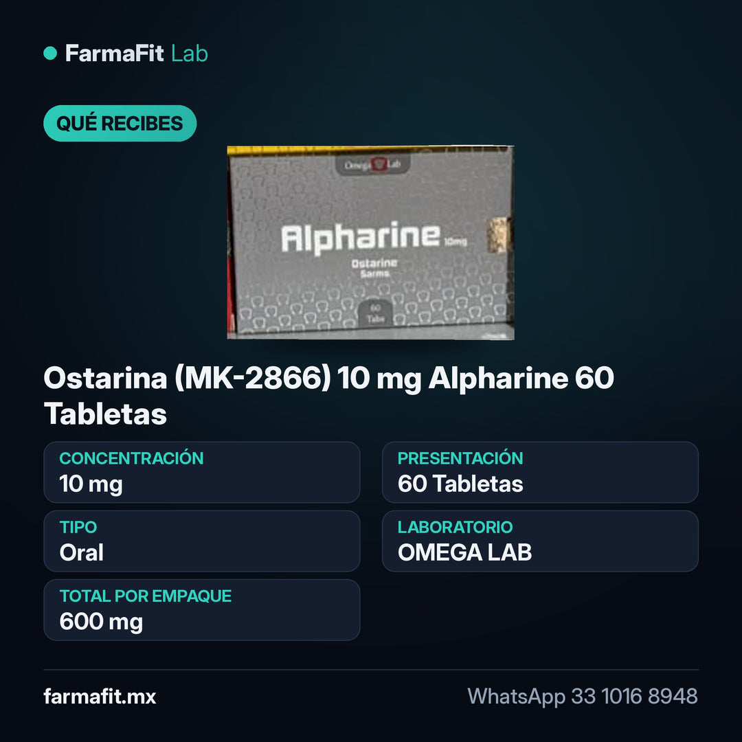 Qué recibes: Ostarina (MK-2866) 10 mg Alpharine 60 Tabletas - OMEGA LAB