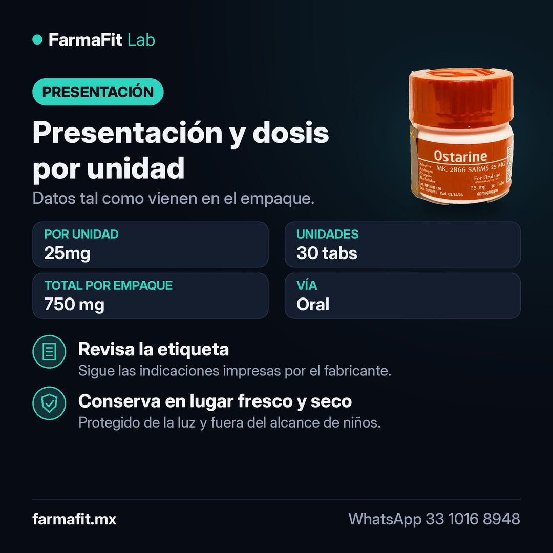 Presentación y dosis por unidad: Ostarine MK-2866 25mg SARM 30 Tabs - ROTTERDAM PHARMACEUTICAL