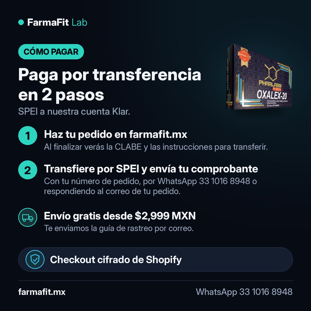 Cómo pagar por transferencia SPEI: Oxandrolona 20mg Oxalex 60 Tabs - PHAR LABS PREMIUM – FarmaFit