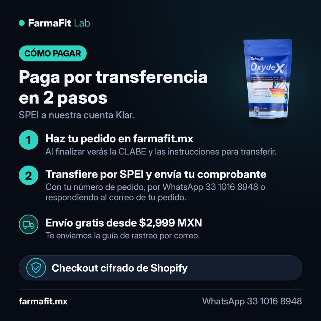 Cómo pagar por transferencia SPEI: Oximetolona 50 mg Oxydex 100 Tabletas - SCIROXX – FarmaFit