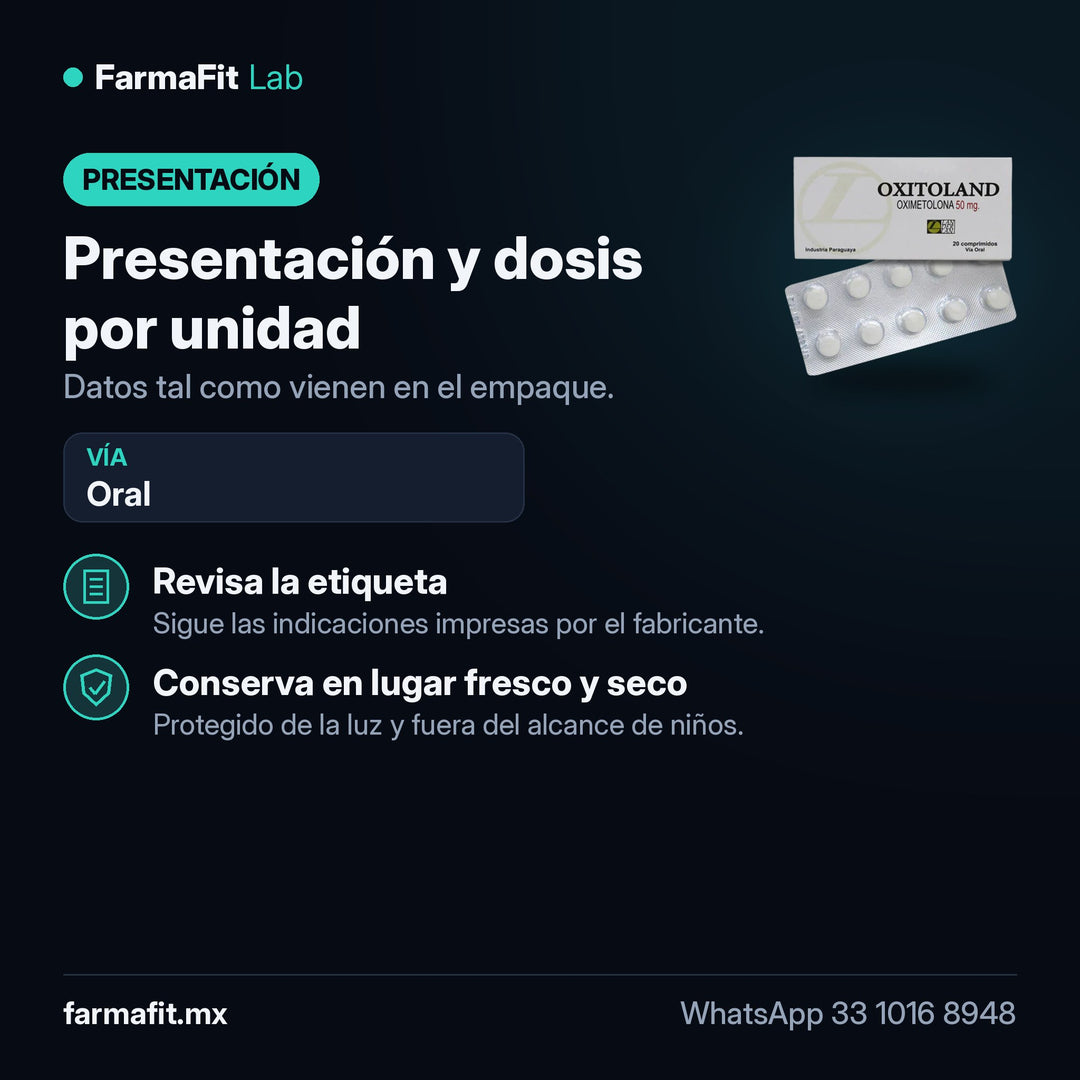 Presentación y dosis por unidad: Oximetolona Oxitoland - LANDERLAN