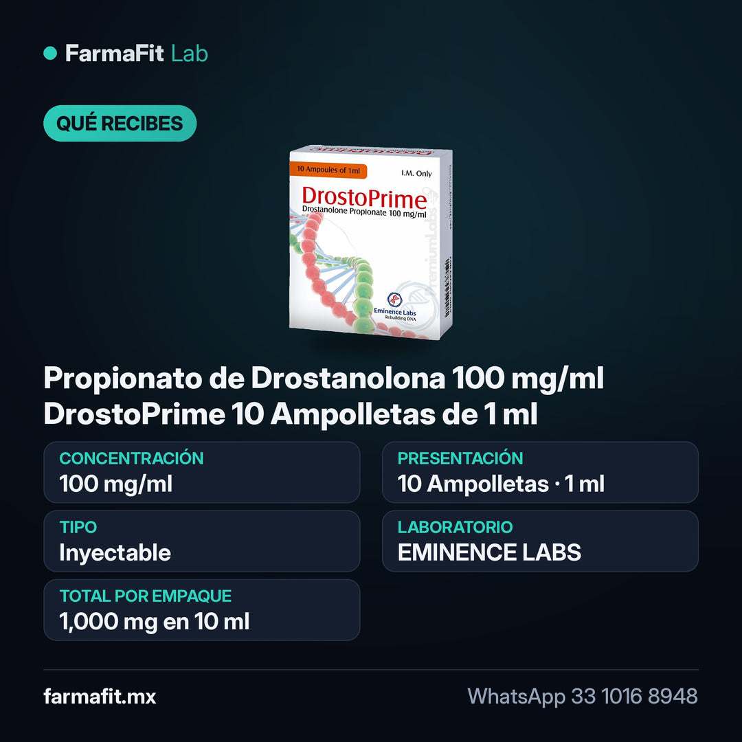 Qué recibes: Propionato de Drostanolona 100 mg/ml DrostoPrime 10 Ampolletas de 1 ml - EMINENCE LABS