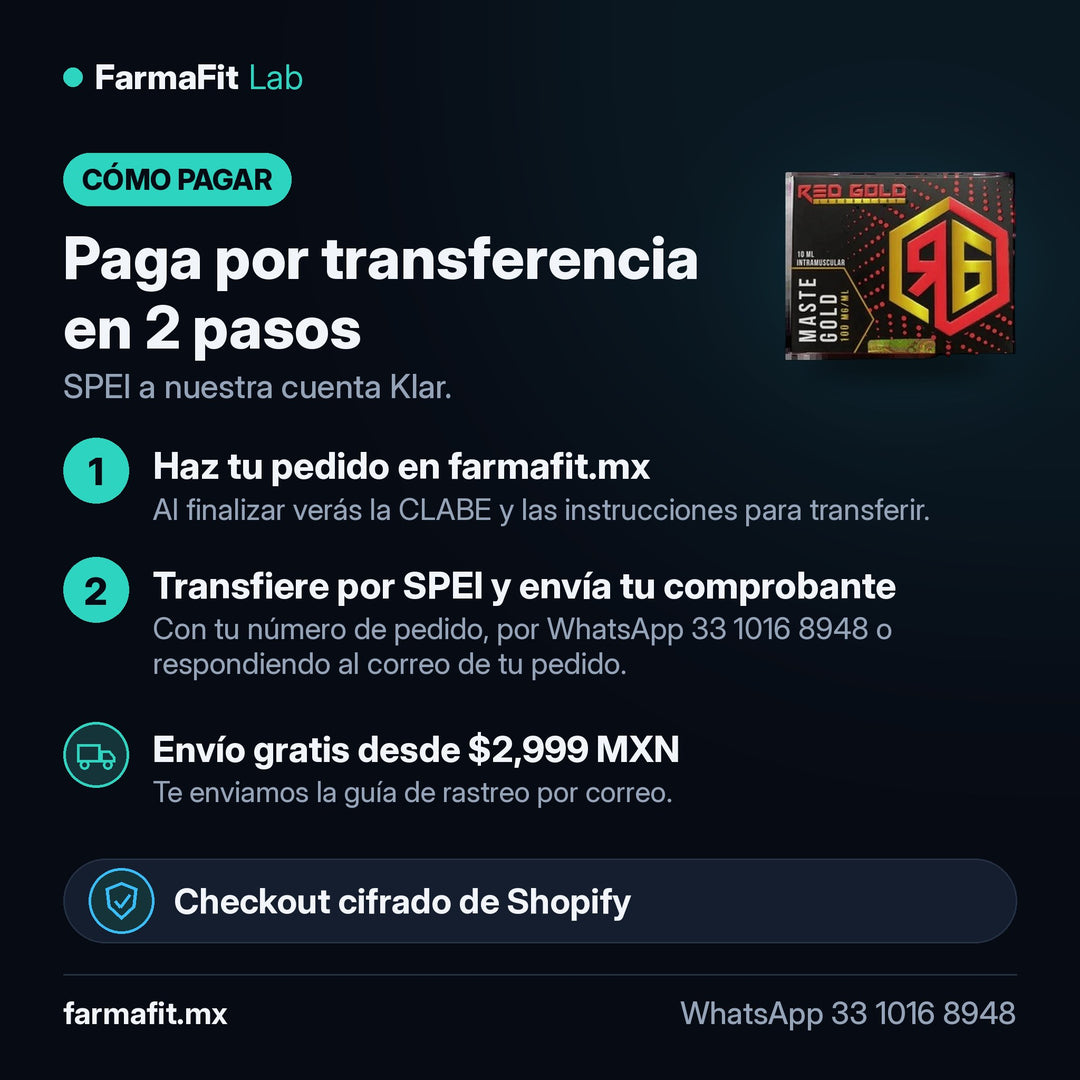 Cómo pagar por transferencia SPEI: Propionato de Drostanolona 100 mg/ml Maste Gold Vial 10 ml - RED GOLD – FarmaFit