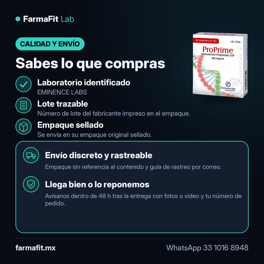 Calidad y envío: Propionato de Testosterona 100 mg/ml ProPrime 10 Ampolletas de 1 ml - EMINENCE LABS – FarmaFit