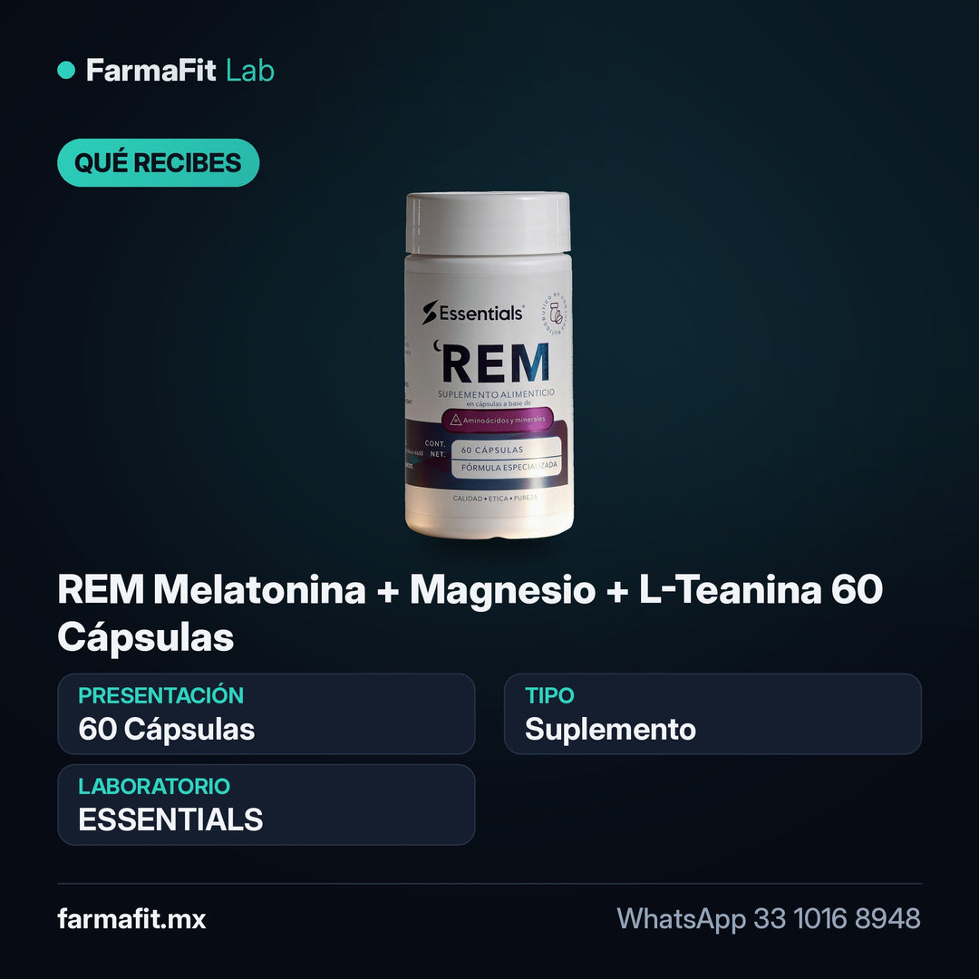 Qué recibes: REM Melatonina + Magnesio + L-Teanina 60 Cápsulas - ESSENTIALS