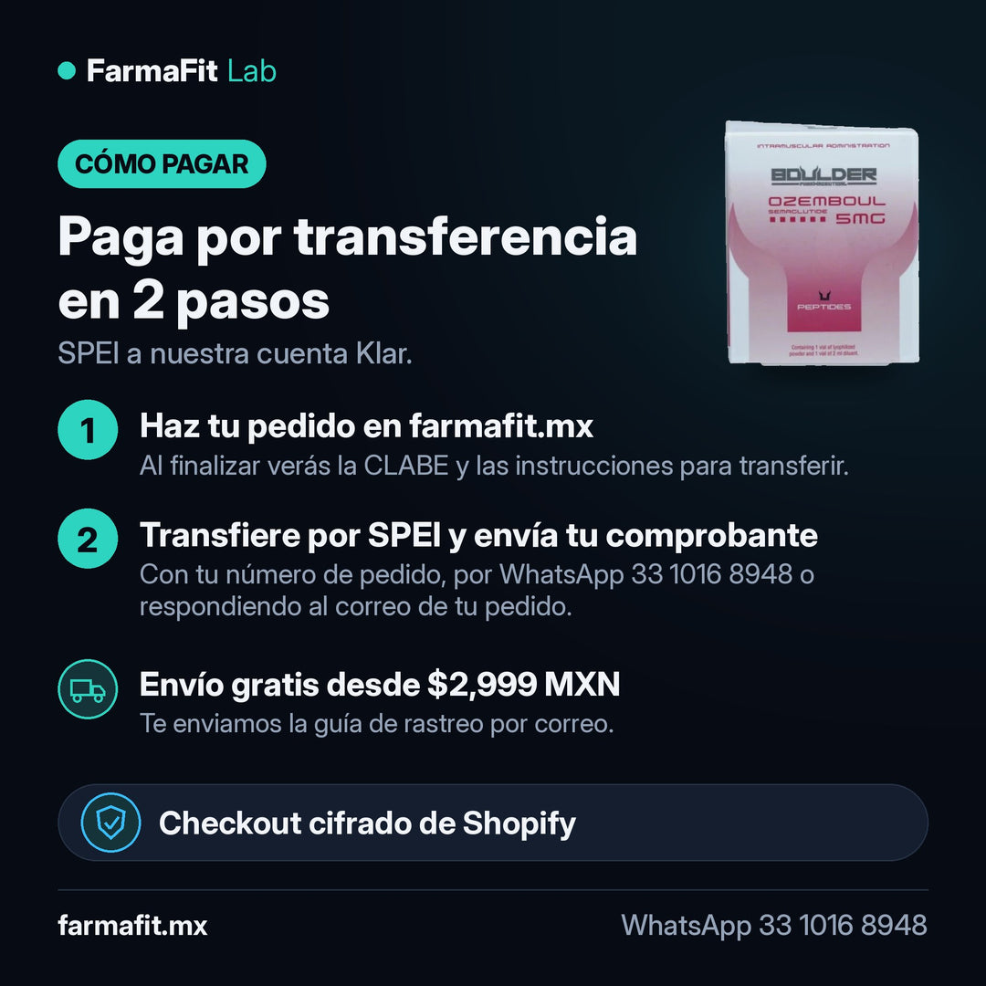 Cómo pagar por transferencia SPEI: Semaglutida 5 mg Péptido Vial - BOULDER PHARMACEUTICAL – FarmaFit
