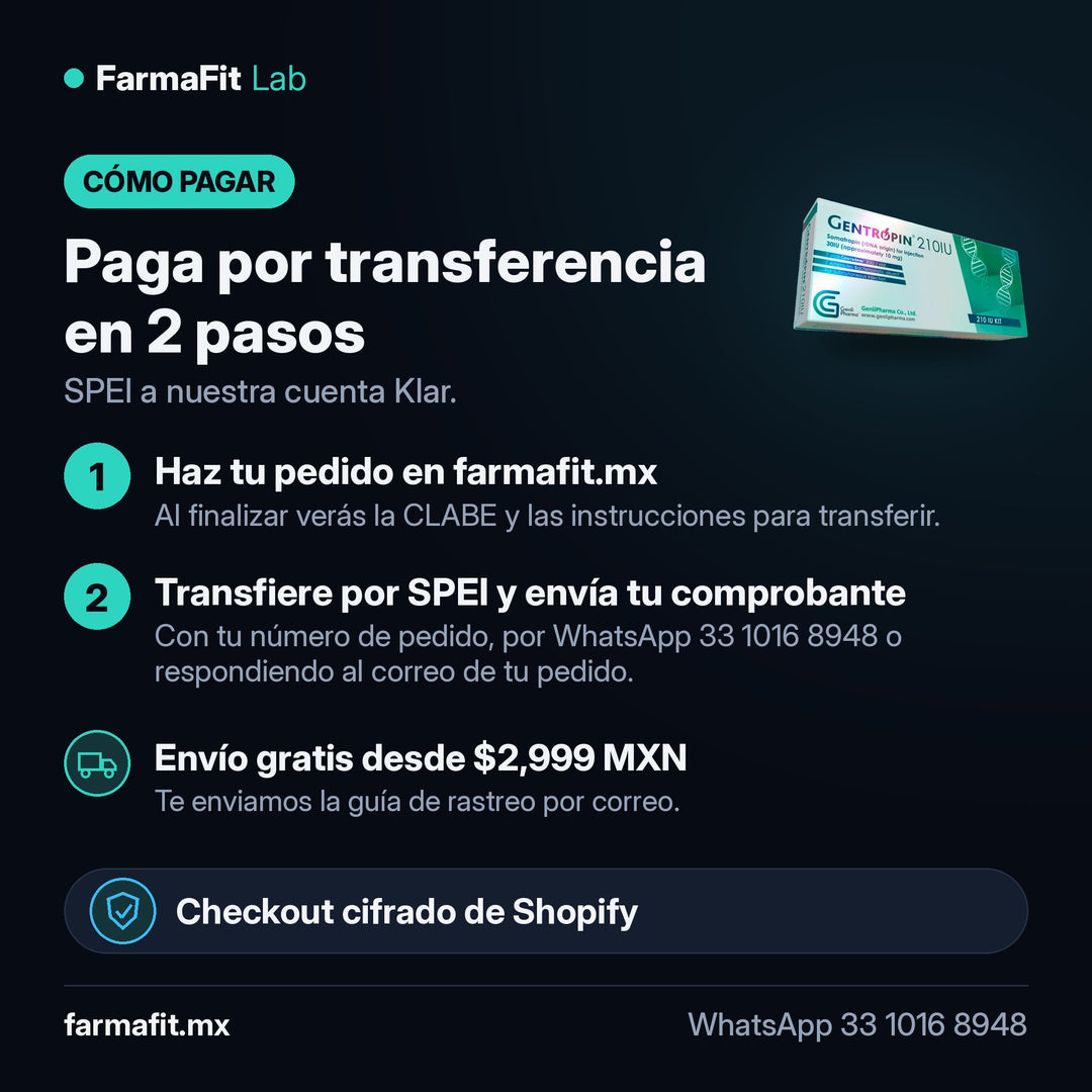 Cómo pagar por transferencia SPEI: Somatropina HGH 210 UI Gentropin Kit - GENLI – FarmaFit