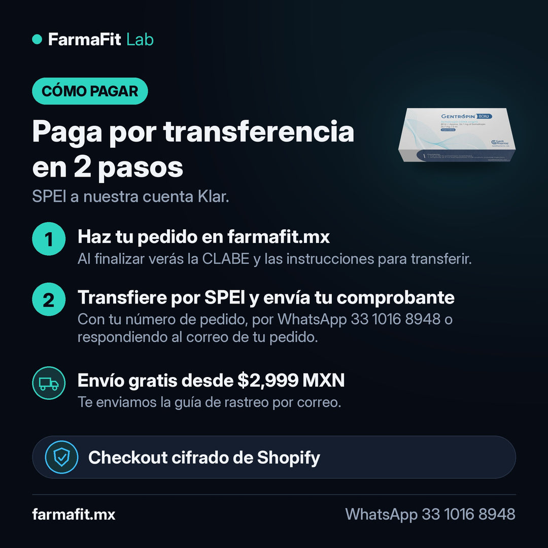 Cómo pagar por transferencia SPEI: Somatropina HGH 80 UI Gentropin Kit - GENLI – FarmaFit