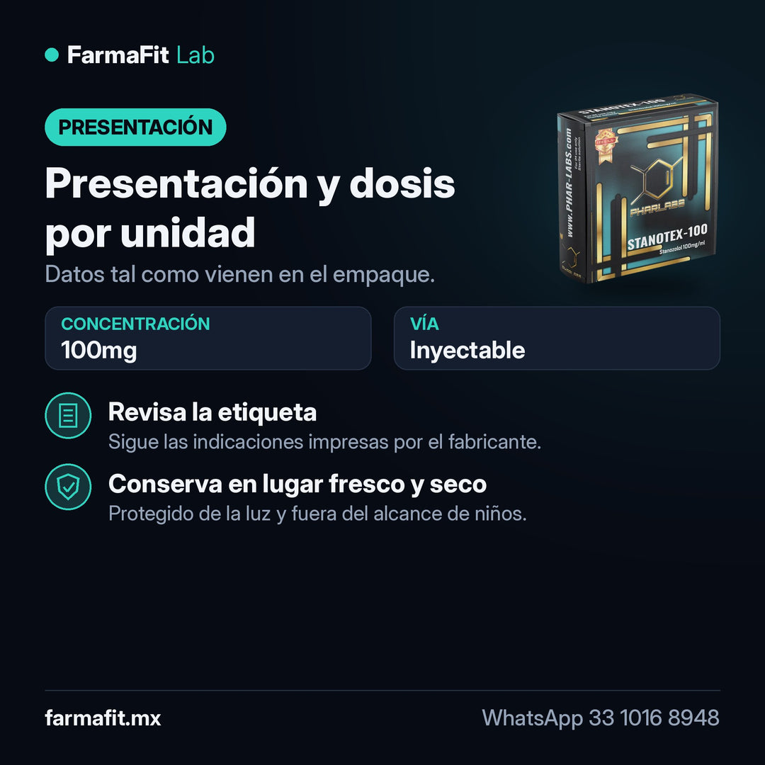 Presentación y dosis por unidad: Stanozolol Winstrol 100mg Stanotex Inyectable - PHAR LABS PREMIUM