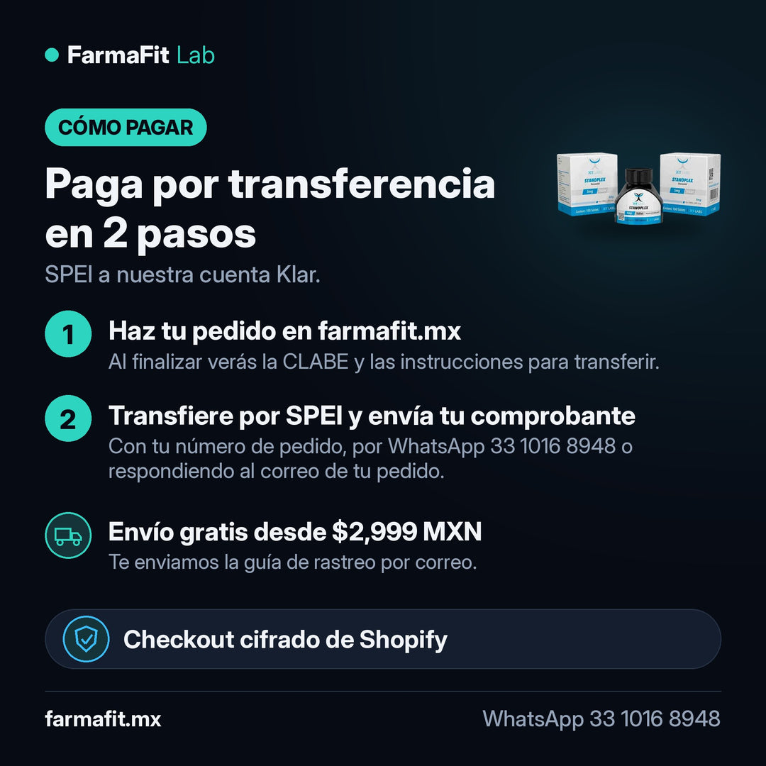 Cómo pagar por transferencia SPEI: Stanozolol 10mg Stanoplex Winstrol 60 Tabs Oral - XT LABS – FarmaFit