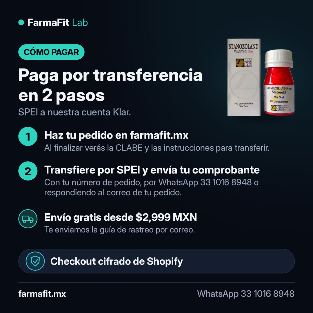 Cómo pagar por transferencia SPEI: Stanozolol Depot 10mg Landerlan - Winstrol Oral 100 Tabs – FarmaFit