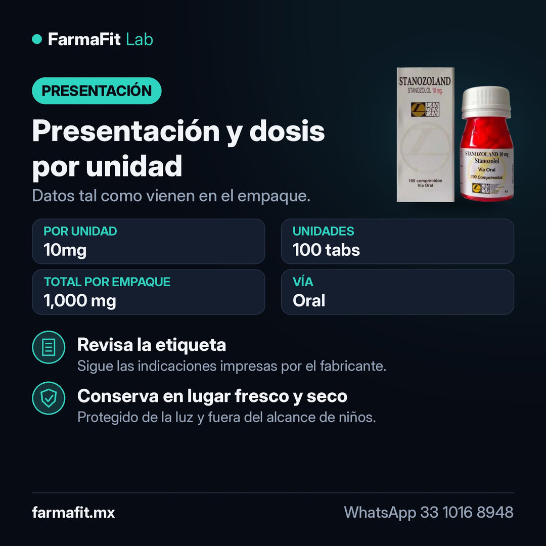 Presentación y dosis por unidad: Stanozolol Depot 10mg Landerlan - Winstrol Oral 100 Tabs