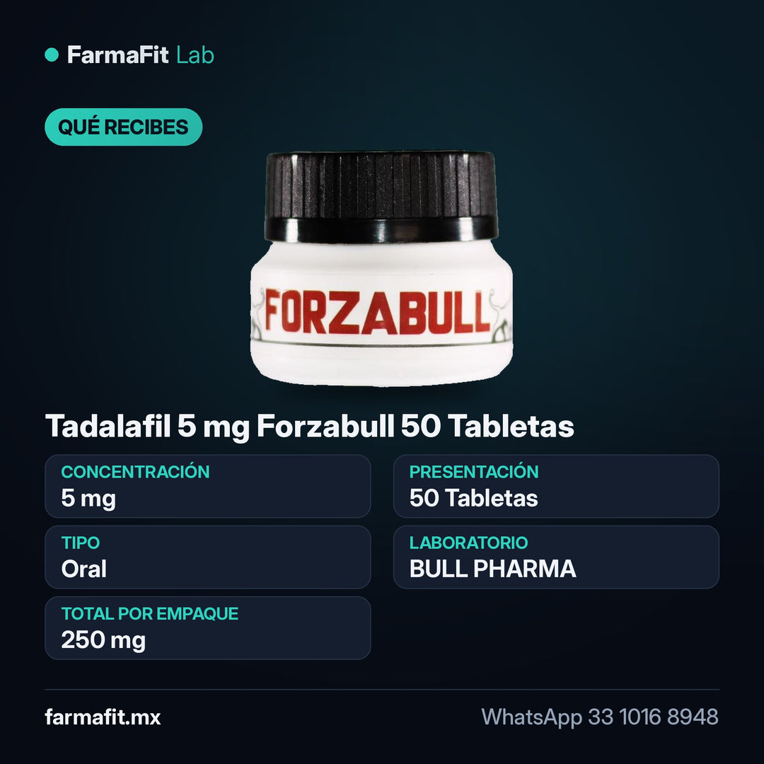Qué recibes: Tadalafil 5 mg Forzabull 50 Tabletas - BULL PHARMA