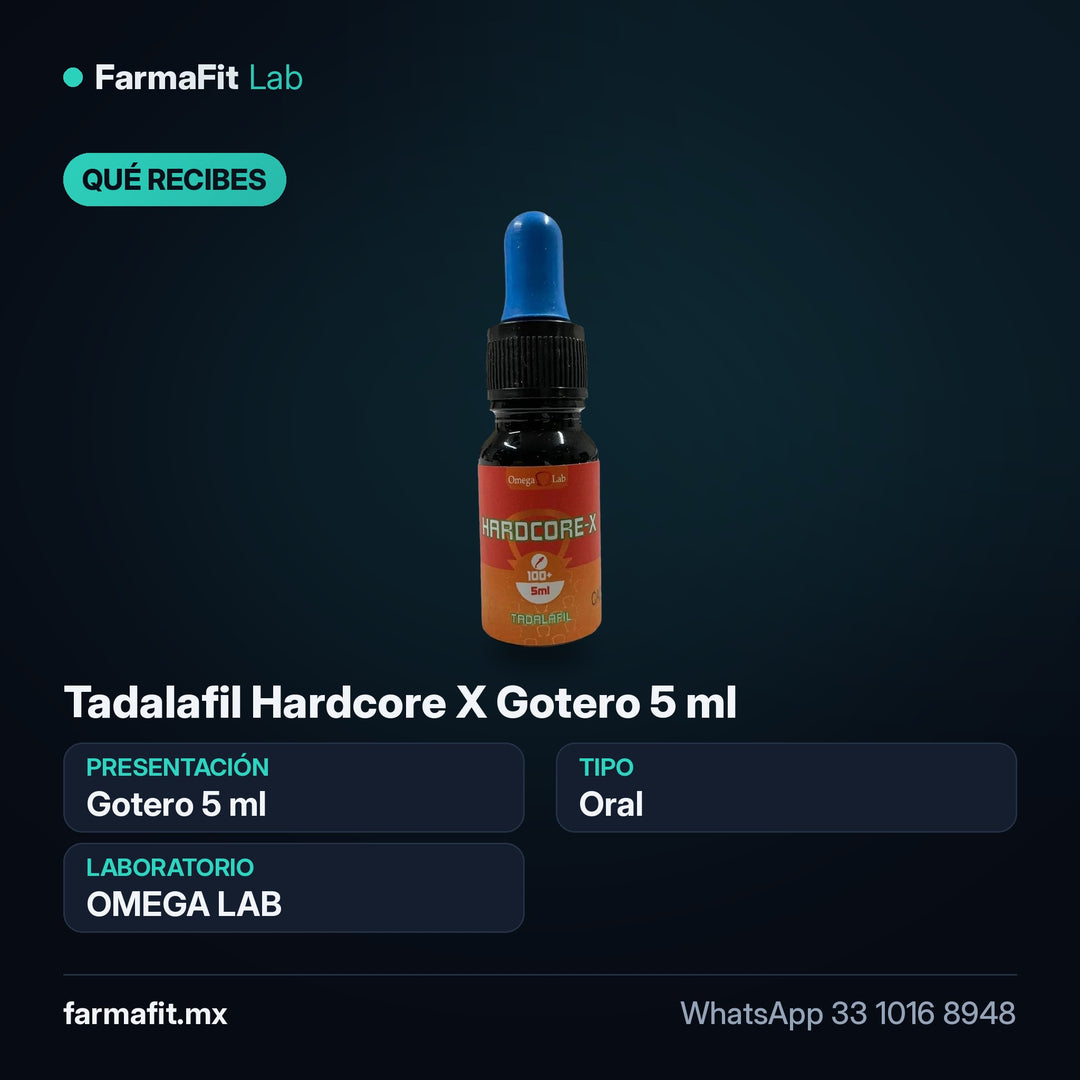 Qué recibes: Tadalafil Hardcore X Gotero 5 ml - OMEGA LAB