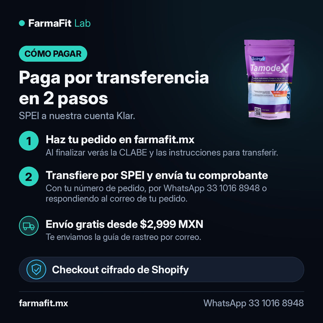 Cómo pagar por transferencia SPEI: Tamoxifeno 20 mg Tamodex 100 Tabletas - SCIROXX – FarmaFit