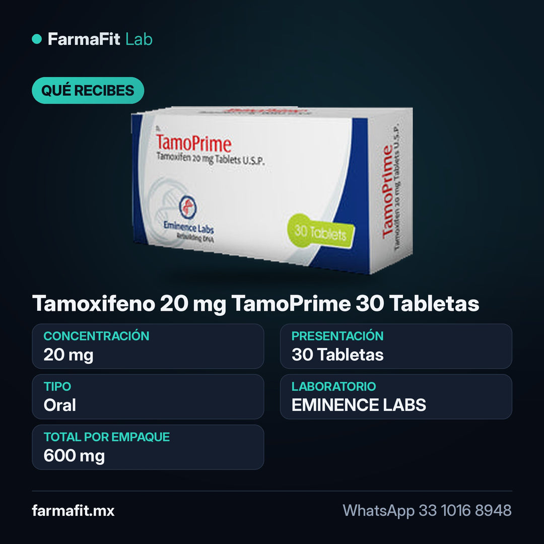 Qué recibes: Tamoxifeno 20 mg TamoPrime 30 Tabletas - EMINENCE LABS