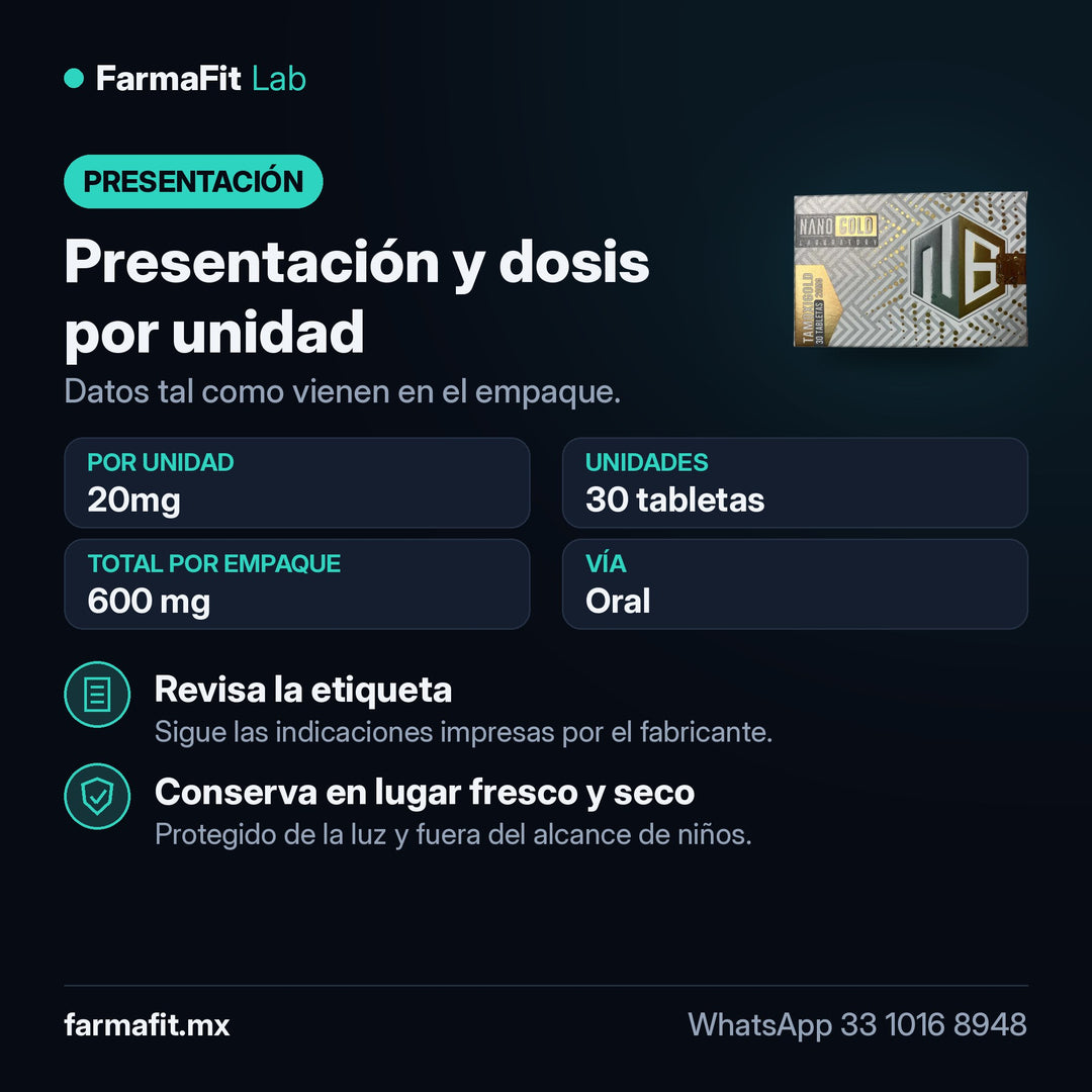 Presentación y dosis por unidad: Tamoxifeno 20mg Tamoxigold 30 Tabletas - RED GOLD