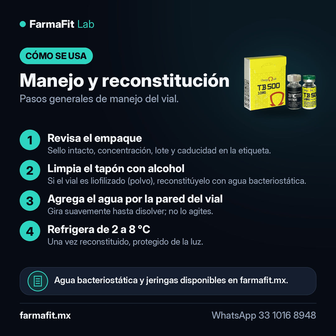 Manejo y reconstitución: TB-500 10 mg Péptido Vial - OMEGA LAB