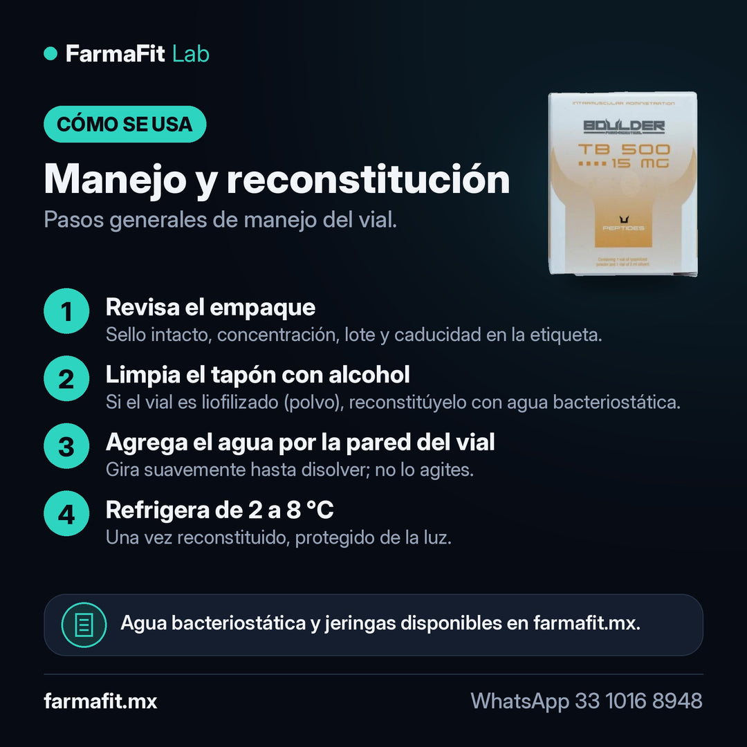 Manejo y reconstitución: TB-500 15 mg Péptido Vial - BOULDER PHARMACEUTICAL