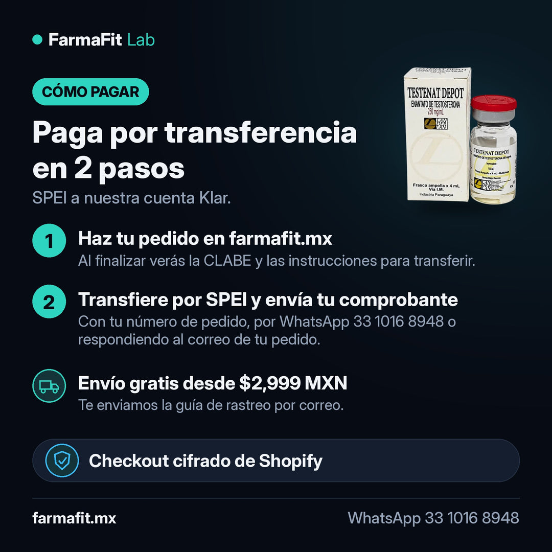 Cómo pagar por transferencia SPEI: Testenat Depot 25mg / 4ml - LANDERLAN – FarmaFit