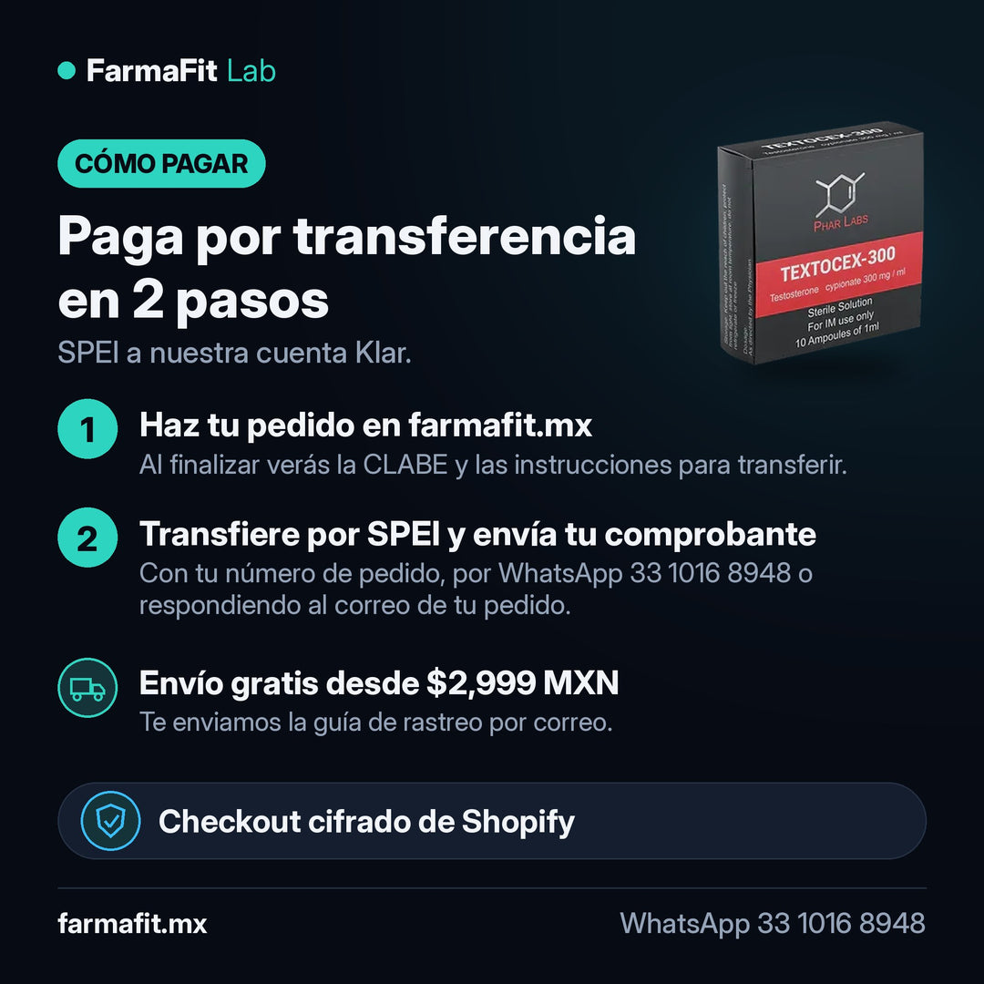 Cómo pagar por transferencia SPEI: Testosterona Cipionato Textocex 300 - PHAR LABS – FarmaFit