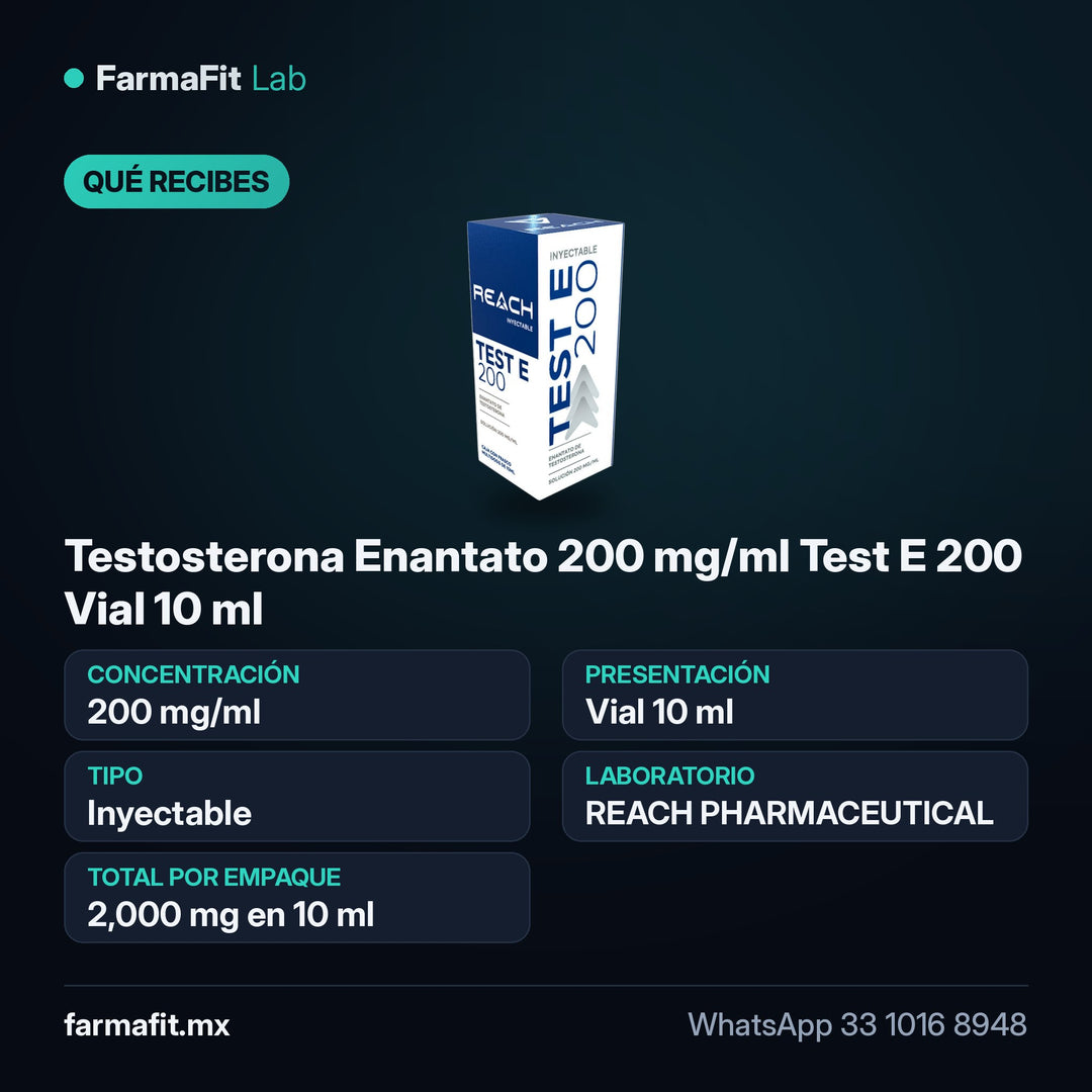 Qué recibes: Testosterona Enantato 200 mg/ml Test E 200 Vial 10 ml - REACH PHARMACEUTICAL