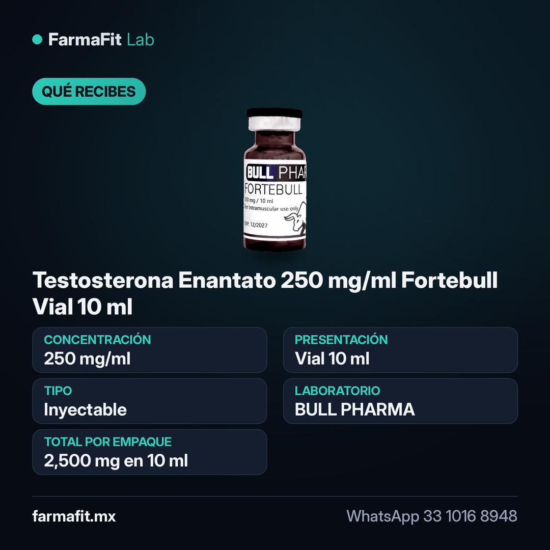 Qué recibes: Testosterona Enantato 250 mg/ml Fortebull Vial 10 ml - BULL PHARMA
