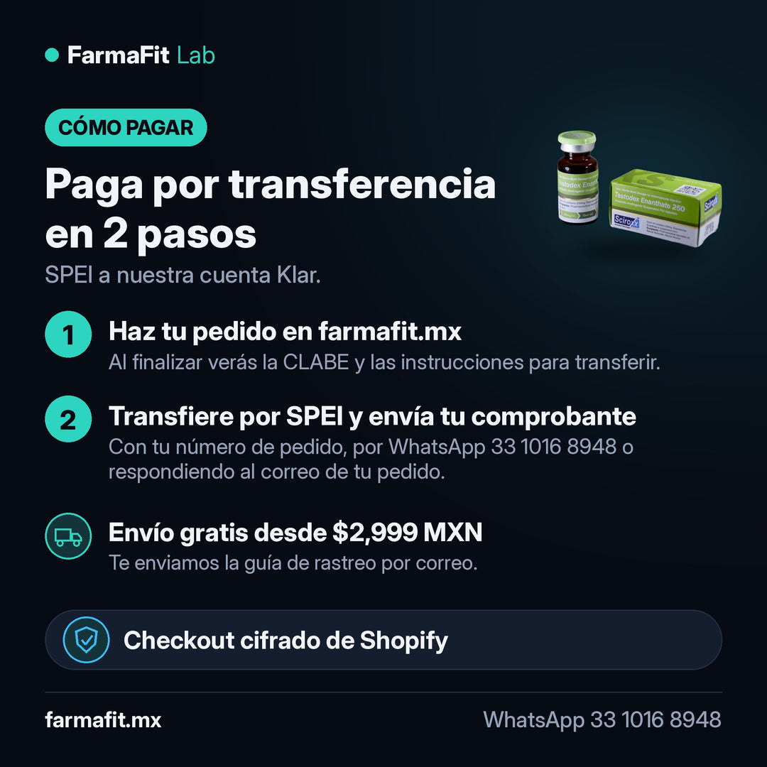 Cómo pagar por transferencia SPEI: Testosterona Enantato 250 mg/ml Testodex Enantato Vial 10 ml - SCIROXX – FarmaFit