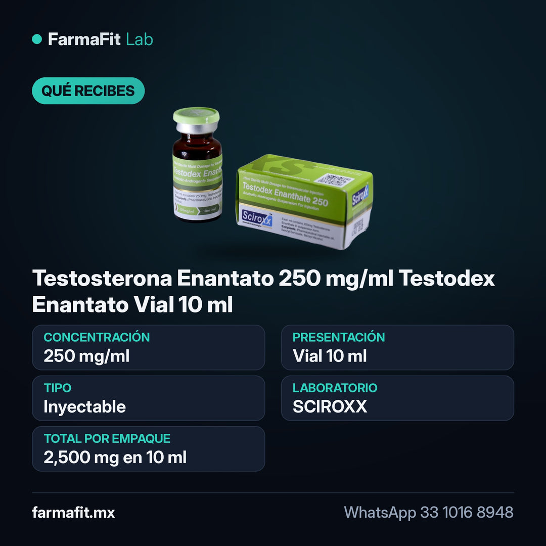 Qué recibes: Testosterona Enantato 250 mg/ml Testodex Enantato Vial 10 ml - SCIROXX