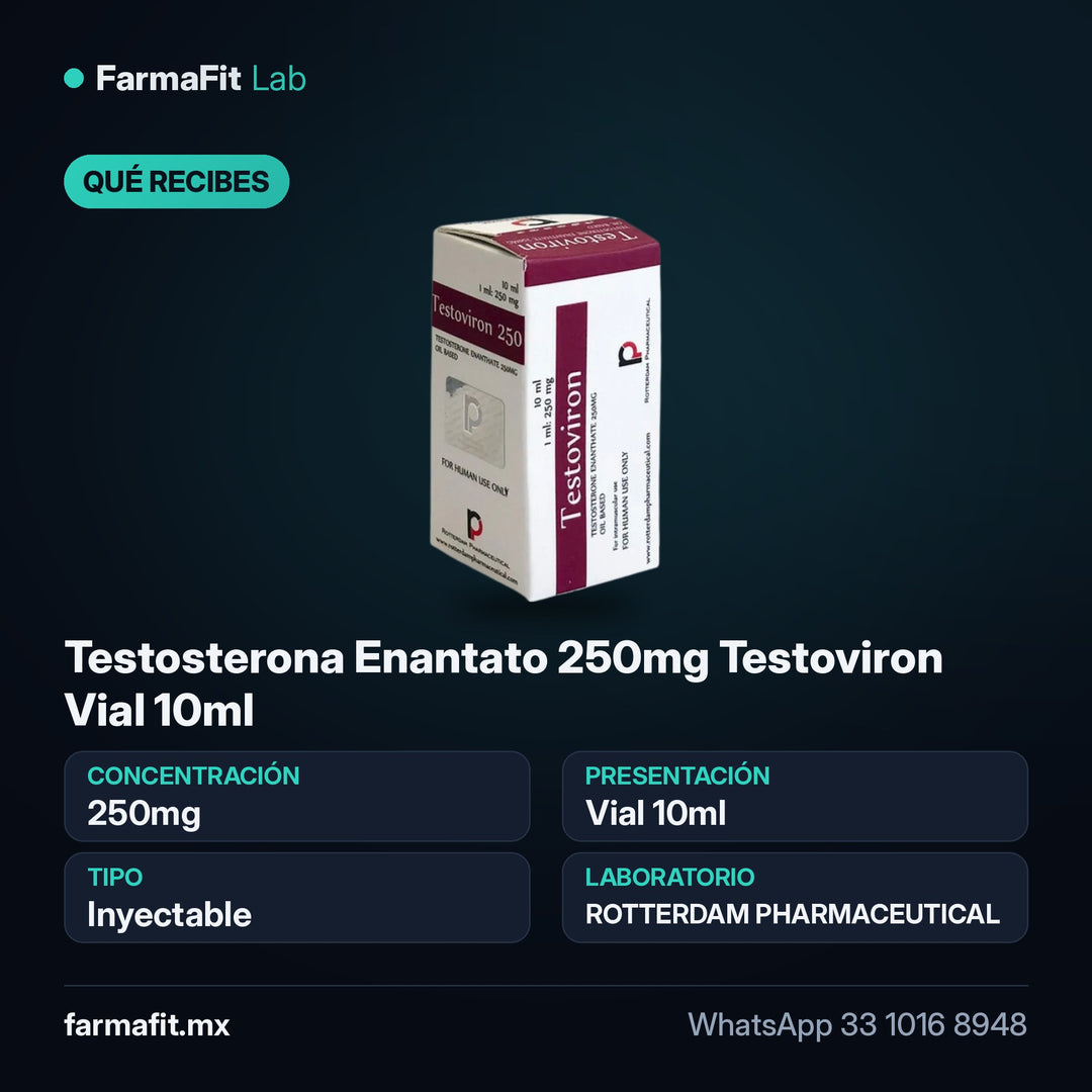 Qué recibes: Testosterona Enantato 250mg Testoviron Vial 10ml - ROTTERDAM PHARMACEUTICAL