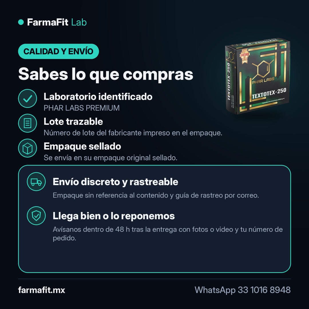 Calidad y envío: Testosterona Enantato 250mg Textotex - PHAR LABS PREMIUM Vial – FarmaFit