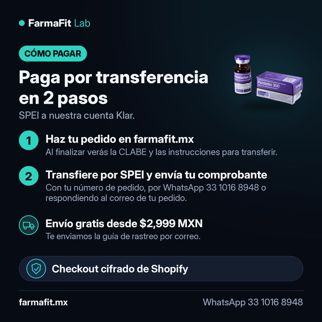 Cómo pagar por transferencia SPEI: Testosterona Mix 300 mg/ml Pentadex Vial 10 ml - SCIROXX – FarmaFit