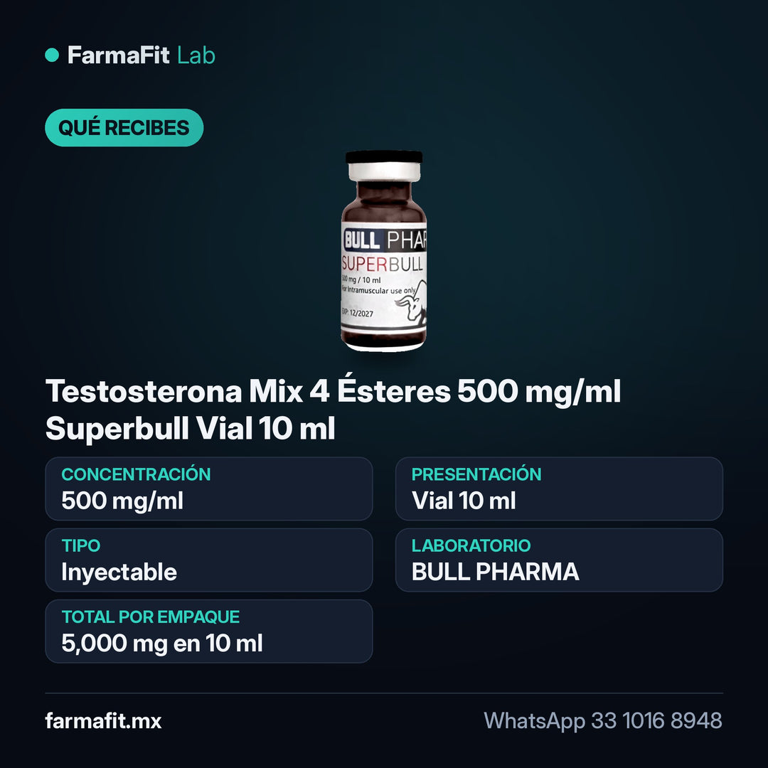 Qué recibes: Testosterona Mix 4 Ésteres 500 mg/ml Superbull Vial 10 ml - BULL PHARMA