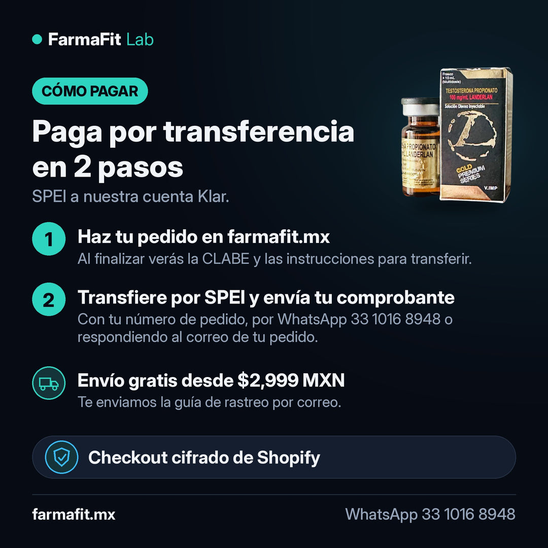 Cómo pagar por transferencia SPEI: Testosterona Propionato 100mg - LANDERLAN Vial 10ml – FarmaFit