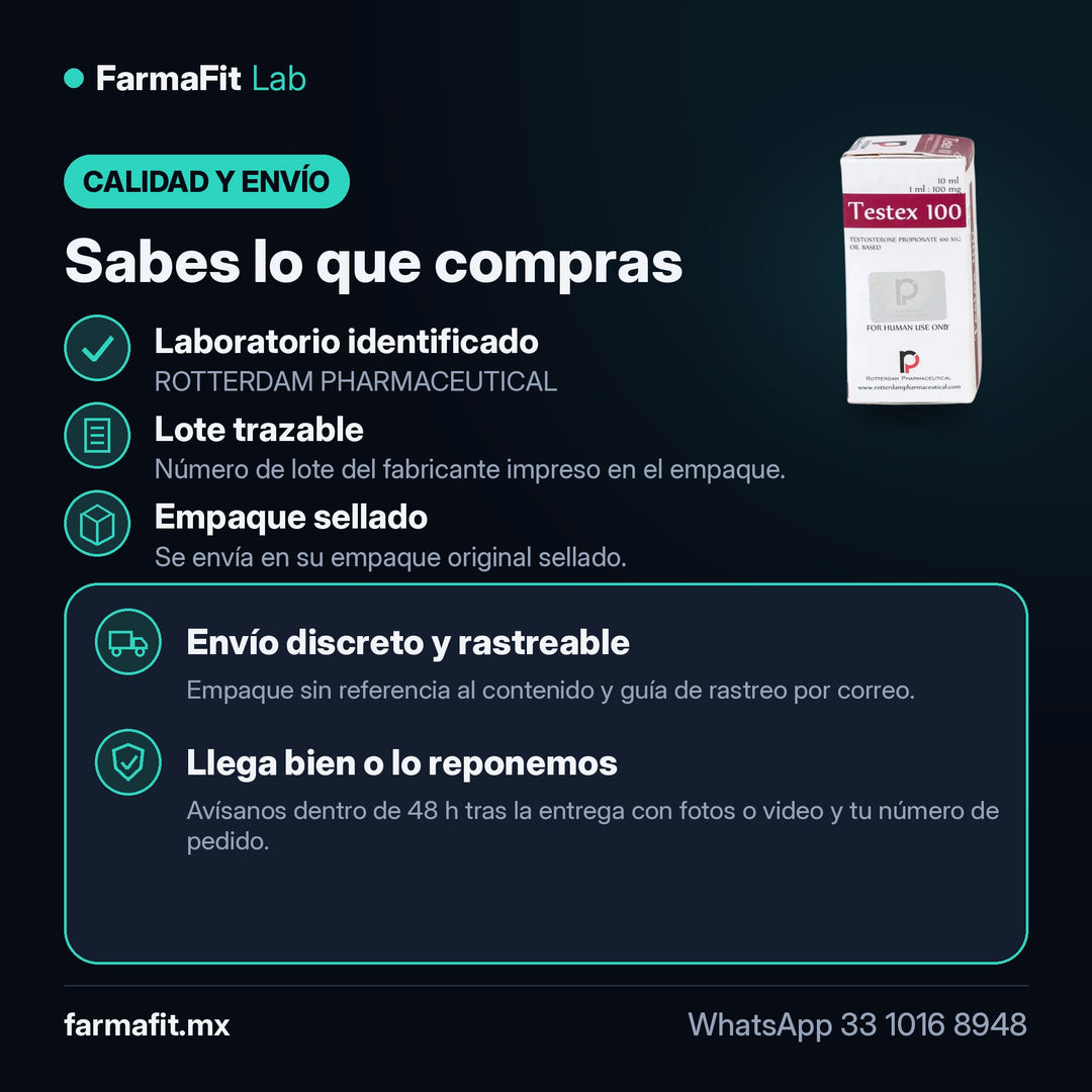 Calidad y envío: Testosterona Propionato Testex 100mg Vial 10ml - ROTTERDAM PHARMACEUTICAL – FarmaFit