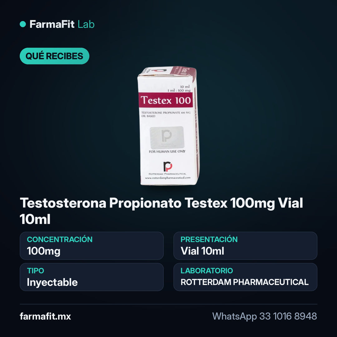 Qué recibes: Testosterona Propionato Testex 100mg Vial 10ml - ROTTERDAM PHARMACEUTICAL