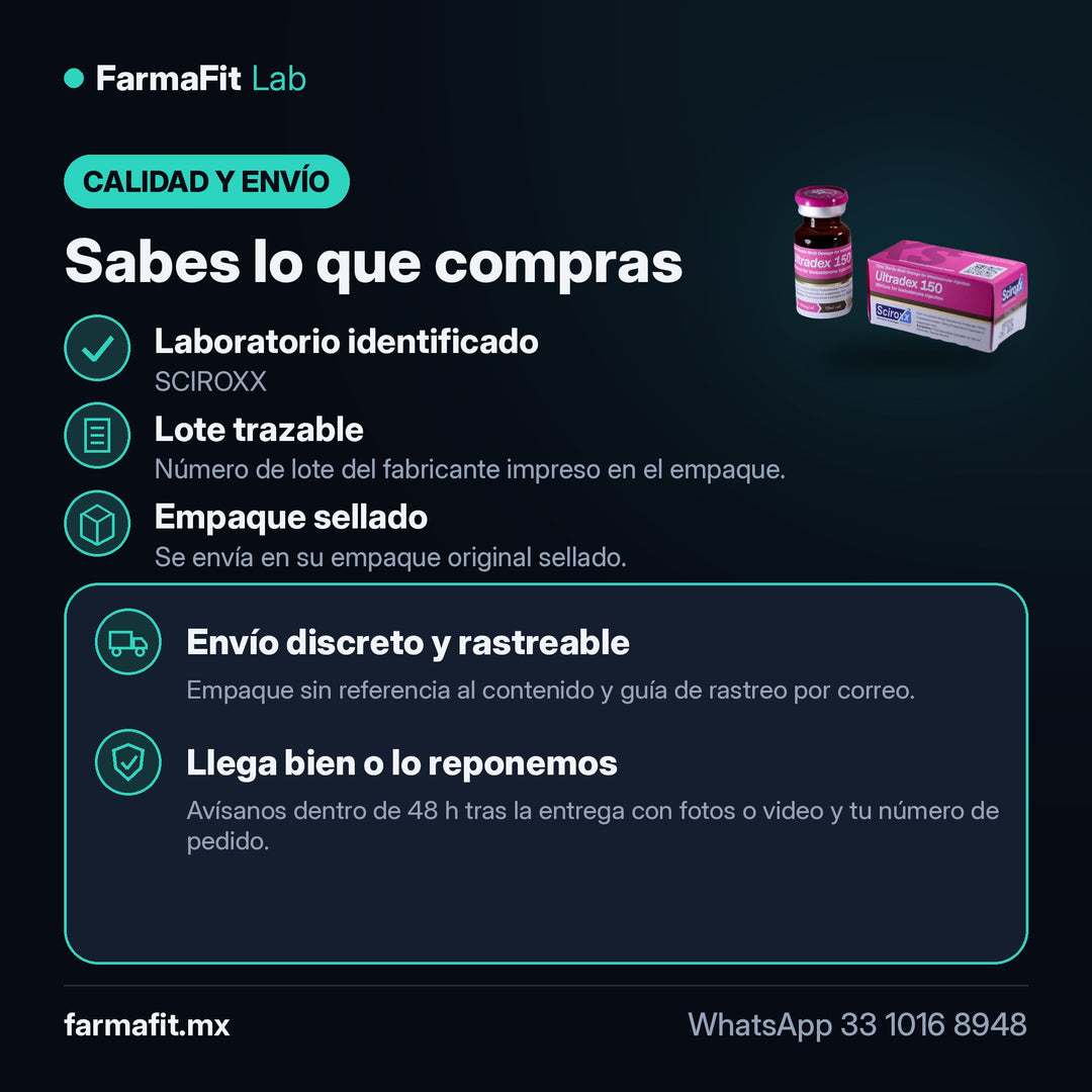 Calidad y envío: Testosterona Propionato + Trembolona Propionato 150 mg/ml Ultradex Vial 10 ml - SCIROXX – FarmaFit