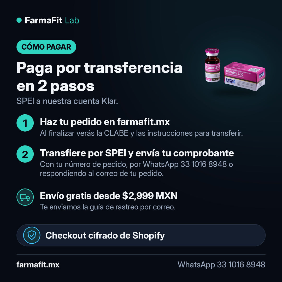 Cómo pagar por transferencia SPEI: Testosterona Propionato + Trembolona Propionato 150 mg/ml Ultradex Vial 10 ml - SCIROXX – FarmaFit