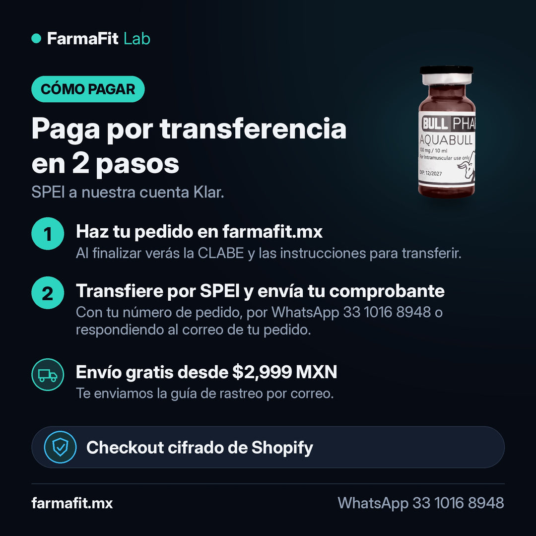 Cómo pagar por transferencia SPEI: Testosterona Suspensión Aquabull Vial 10 ml - BULL PHARMA – FarmaFit