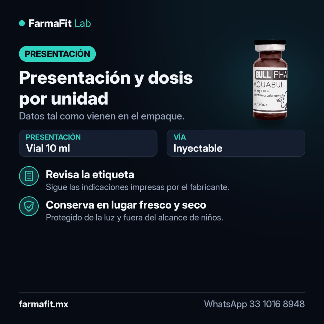 Presentación y dosis por unidad: Testosterona Suspensión Aquabull Vial 10 ml - BULL PHARMA
