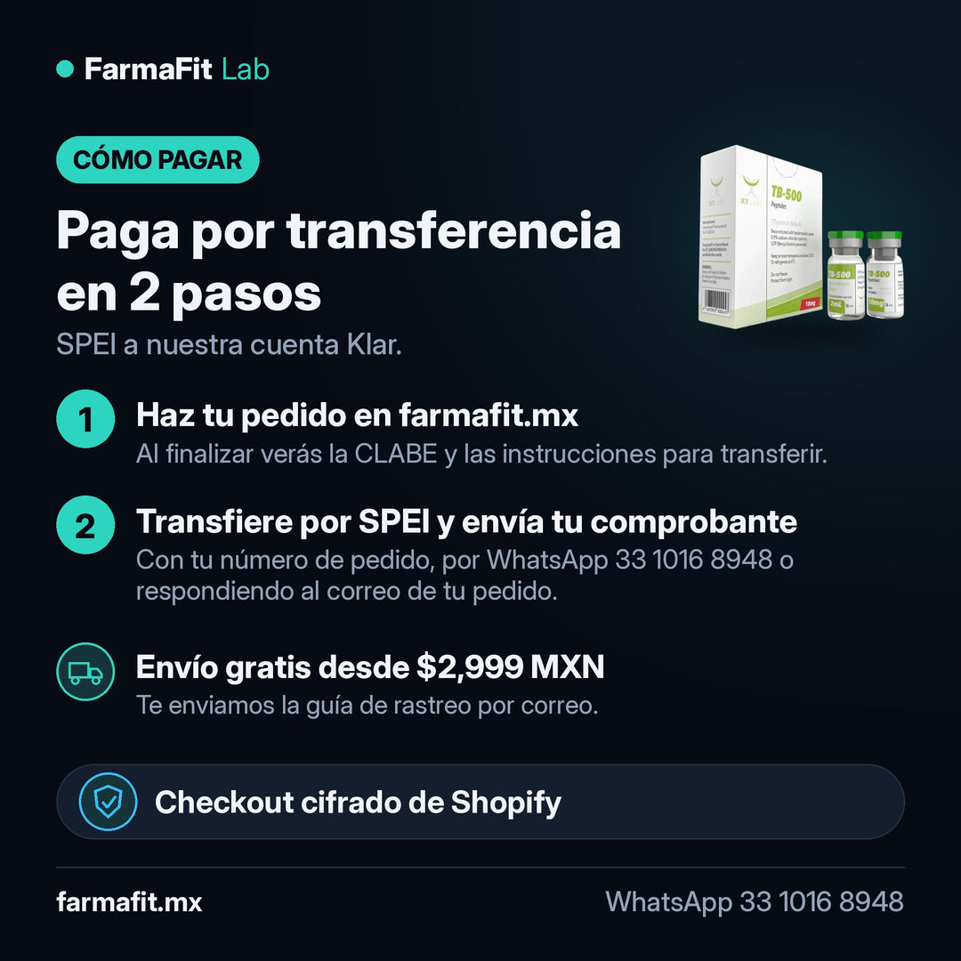 Cómo pagar por transferencia SPEI: Timosina Beta 4 TB-500 10mg Péptido - XT LABS Vial 2ml – FarmaFit